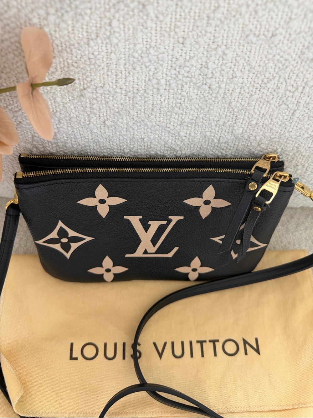 Louis Vuitton Double Zip Pochette Bicolor Empreinte Leather Monogram Crossbody